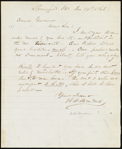 Letter from William Henry Herndon, Springfield, Ill[inois], to William Lloyd Garrison, Nov. 29th, 1865