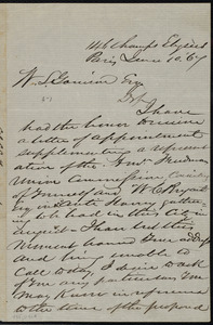 Letter from Charles Goodrich Hammond, 146 Champs Elysées, Paris, [France], to William Lloyd Garrison, June 10, [18]67