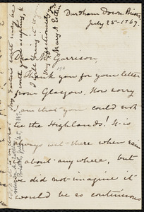 Letter from Mary Anne Estlin, Durdham Down, Bristol, [England], to William Lloyd Garrison, July 25, 1867