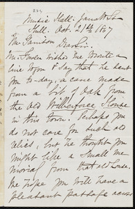 Letter from Lydia Folger Fowler, Music Hall, Janalt St[reet], Hull, to William Lloyd Garrison, Oct. 21st, 1867