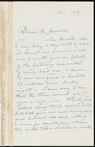 Letter from Harriet Winslow Sewall, to William Lloyd Garrison, Saturday, [Nov. 1867]