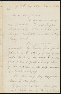 Letter from Lucy Stone, P.O. Box 299, N.Y., to William Lloyd Garrison, Mar[ch] 6, 1868