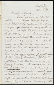Letter from Samuel May, Leicester, [Mass.], to William Lloyd Garrison, May 7 / [18]68