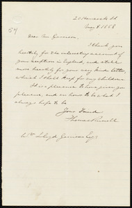 Letter from Thomas Russell, 20 Hancock St[reet], to William Lloyd Garrison, May 8, 1868