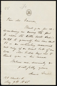 Letter from Annie Fields, 148 Charles St[reet], [Boston, Mass.], to William Lloyd Garrison, May 9th, 1868