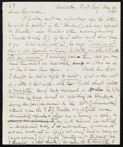 Letter from Samuel May, Leicester, [Mass.], to William Lloyd Garrison, Frid[ay] Eve[nin]g, May 29, [1868]