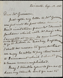 Letter from Mary Anne Estlin, Leicester, [Mass.], to William Lloyd Garrison, Sep[t]. 12, 1868