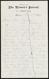 Letter from Mrs Charles Porter, Boston, [Mass.], to William Lloyd Garrison, Nov. 28th, 1871