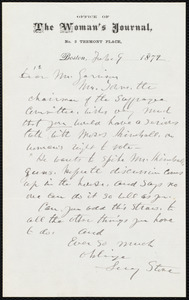 Letter from Lucy Stone, Boston, [Mass.], to William Lloyd Garrison, Feb. 9, 1872
