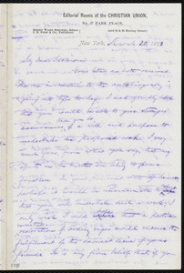 Letter from Oliver Johnson, New York, to William Lloyd Garrison, March 20, 1873