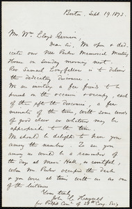 Letter from John C. Haynes, Boston, [Mass.], to William Lloyd Garrison, Sept. 19, 1873
