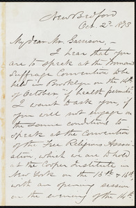 Letter from William James Potter, New Bedford, [Mass.], to William Lloyd Garrison, Oct. 2'd, 1873