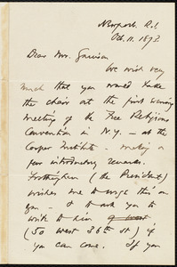 Letter from Thomas Wentworth Higginson, Newport, R.I., to William Lloyd Garrison, Oct. 11, 1873