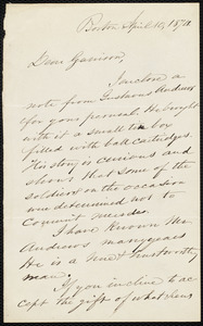 Letter from Samuel Edmund Sewall, Boston, [Mass.], to William Lloyd Garrison, April 10, 1874