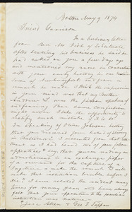Letter from William O. Haskell, Boston, [Mass.], to William Lloyd Garrison, May 9, 1874