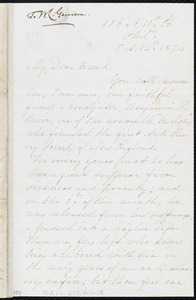 Letter from Mary Grew, 116 N. 11th St[reet], Phil[adelphi]a, [Pa.], to William Lloyd Garrison, Oct. 14th, 1874