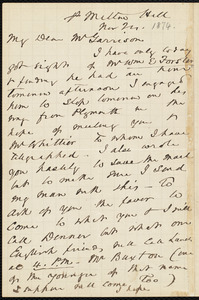 Letter from John Murray Forbes, Milton Hill, to William Lloyd Garrison, Nov. 24, [1874]