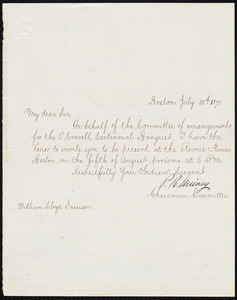 Letter from Patrick Robert Guiney, Boston, [Mass.], to William Lloyd Garrison, July 30th, 1875
