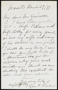 Letter from George Frisbie Hoar, Worcester, [Mass.], to William Lloyd Garrison, March 27 / [18]77