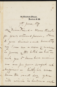 Letter from Henry Vincent, 74 Gaisford Street, London, [England], to William Lloyd Garrison, 7th June 1877