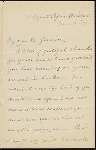 Letter from Mary Anne Estlin, 16 Blegrave Rd., Clifton, Bristol, [England], to William Lloyd Garrison, June 17, [18]77