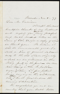 Letter from Abby Kelley Foster, Worcester, [Mass.], to William Lloyd Garrison, Nov. 8, [18]77