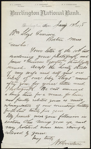 Letter from N. P. Garretson, Burlington, Ka[nsa]s, to William Lloyd Garrison, Jan'y 12th, 1878