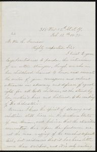 Letter from Harriet Newell Kneeland Goff, 318 West 52'd St[reet], N.Y., to William Lloyd Garrison, Feb. 12th, 1878