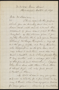 Letter from Enoch Lewis, No. 2224 Green Street, Philadelphia, [Pa.], to William Lloyd Garrison, October 19, 1878