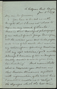 Letter from Mary Anne Estlin, 16 Belgrave Road, Clifton, [Bristol, England], to William Lloyd Garrison, Jan. 3rd, 1879