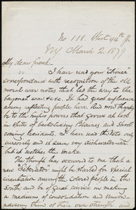 Letter from James Sloan Gibbons, No. 111 West 44th St[reet], N.Y., to William Lloyd Garrison, March 2, 1879
