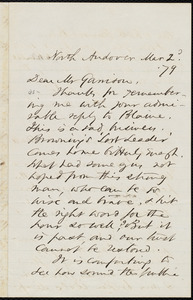 Letter from Samuel Johnson, North Andover, [Mass.], to William Lloyd Garrison, Mar[ch] 2'd, [18]79