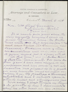 Letter from E. J. Foster, Cleveland, [Ohio], to William Lloyd Garrison, March 6, 1879