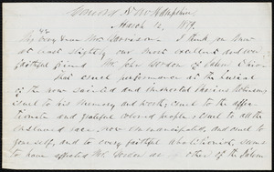 Letter from Parker Pillsbury, Concord, New Hampshire, to William Lloyd Garrison, March 12, 1879