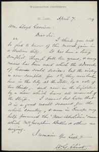 Letter from William Greenleaf Eliot, St. Louis, to William Lloyd Garrison, April 7, 1879