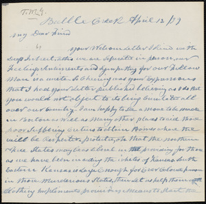 Letter from Hamilton Willis, Battle Creek, to William Lloyd Garrison, April 12 / [18]79