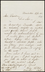 Letter from Mary Penniman Hollis, Braintree, [Mass.], to William Lloyd Garrison, Apr[il] 21, [1879]
