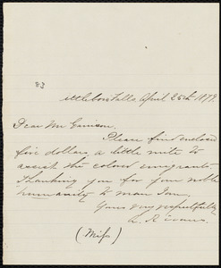 Letter from A. R. Evans, Attleboro Falls, to William Lloyd Garrison, April 25th, 1879