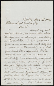 Letter from Robert Morris, Boston, [Mass.], to William Lloyd Garrison, April 26, 1879