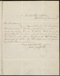 Letter from Julia Griffiths, North Star Office, Rochester, [N.Y.], to Anne Warren Weston, January 11th, [1849?]