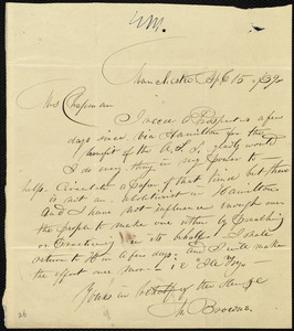 Letter from N. Browne, Manchester, [Mass.], to Maria Weston Chapman, Ap[ri]l 15 / [18]39