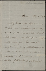Letter from Edmonia Lewis, Rome, to Maria Weston Chapman, Feb. 5th, [18]67
