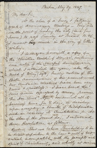 Letter from Samuel May, Boston, to John Bishop Estlin, May 29, 1847
