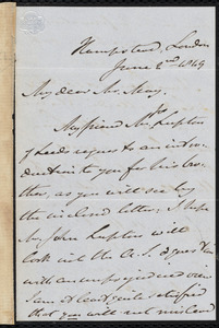 Letter from John Bishop Estlin, Hampstead, London, to Samuel May, June 2nd, 1849
