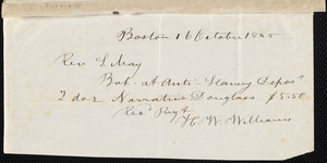 Memoranda from Samuel May, [Boston?], May 21, 1845; 16 October, 1845; 1846