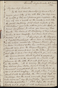 Letter from Samuel May, Leicester, Massachusetts, to Mary Carpenter, 30th March, 1846