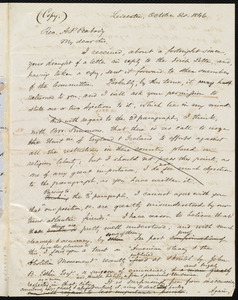 Copy of a letter from Samuel May, Leicester, to Andrew Preston Peabody