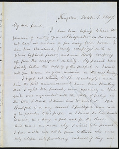 Letter from Augustus Russell Pope, Kingston, [Mass.], October 1, 1847
