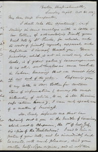 Letter from Samuel May, Boston, to Mary Carpenter, Oct. 31, 1847