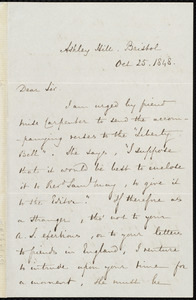 Letter from Edwin Chapman, Ashley Hill, Bristol, to Samuel May, Oct. 25, 1848